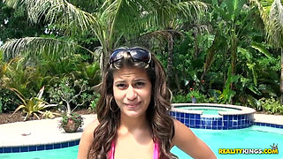 8th Street Latinas - Amateur Small Tit Latina Gets Pounded by the Pool