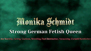 Monika Schmidt Food Crushing Spitting Bootworship Verbal Humiliation Sph in Leathergloves Part 1