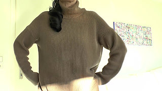Cum on My Sweater! Lady Victoria Valente in a Thick Turtleneck Sweater