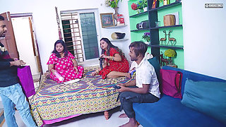 Two Desi & Horny Bhabhi Starsudipa & Mampi Fuck Two Delivery Boy When Their Husband Not at Home ( Hindi Audio )