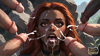 Red-hot, Ebony XXX Porn Featuring the Dark-hued Queen's Waterfall Oral Seduction.