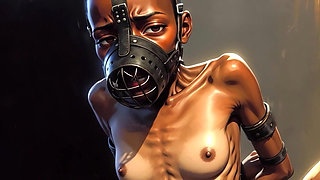 Skinny African Girl in Bondage - Desperate for Big Cock Inside Her