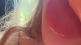 Girl Sucks Dildo with a Lot of Saliva