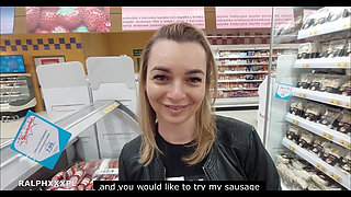 Cheating Wife Blowjob Random Guy in a Public Restrum and Swallows His Cum