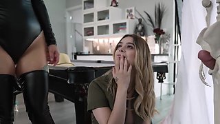 Threesome sex with teen Molly Little