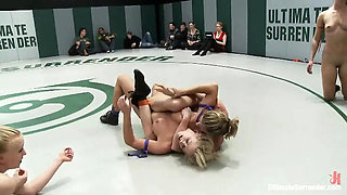 Blonde Goddesses vs Brunette Dragons in Anal Wrestling Semifinals