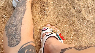 Look at My Toes in Crocs on the Beach