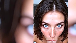 Intense Close-Up BJ from Gorgeous Brunette (AI gen)