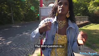 Desi slut loves to fuck white dude for cash in public