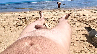 Stepsister Gives Nude Blowjob to Stepfather on a Public Beach