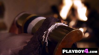 Big breast black babe posed in lingerie