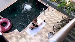 Blown by busty Latina roomie after Yoga