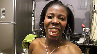 Young ebony african first cock encounter fills her mouth