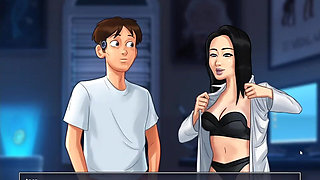 Japanese Teacher Okita Loves Grinding 18 Plus Boy Huge Cock in College Office Summertime Saga