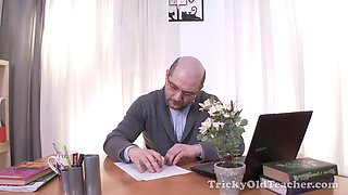 Sexy schoolgirl sandra is called in office to fuck and smoke sausage