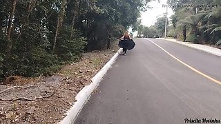 My Stepmom Priscila Flashing Her Big Tits and Fat Pussy in See-Through Pants on the Street