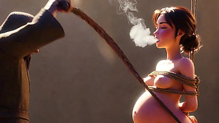 Pregnant Slave Gets Whipped - Massive Arousal & Dripping Pussy