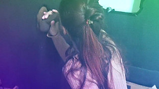 Fetish wife takes cum in mouth first time in the house of suwing gloryhole