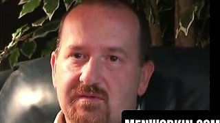 Round boy milks off and ejaculates on dinner plate