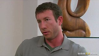 Dominant big-tit blonde MILF Mellanie Monroe fucks her employee