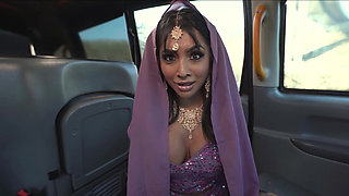 Cosplay sex in a taxi with hot Yasmina Khan POV