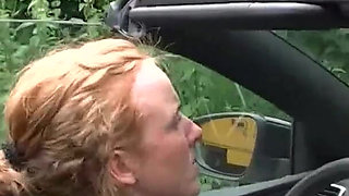 Ramming blonde mature in the car