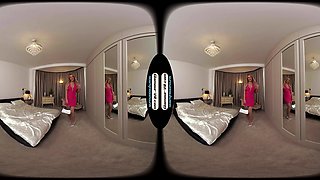 Lauren Louise Pink Party Dress With Tan Glossy Crotchless Legwear Special Joi Reward - 8k Vr