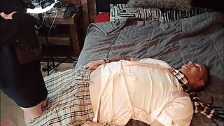 Hot 4some DP action with Sparowdox & MysticBella in hotel room - Petite tattooed babes take double penetration hard