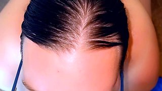 Hot POV homemade blowjob with brunette girlfriend