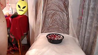 Camgirl with Big Ass Sits on Cake Live
