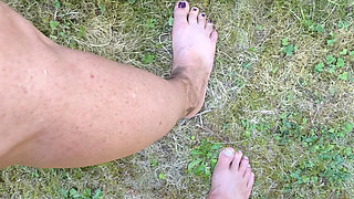 Freckled Dirty Wife gets bent over the deck and fucked from behind butt plug