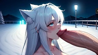 Her cold vulva thirsts outdoor winter hookup - steamy slut!