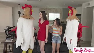 Step Family Swap - Lulu Chu Sucks Dick & Gets Creampie in Wild Threesome