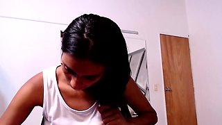 Busty brunette babe tease you with her big boobs