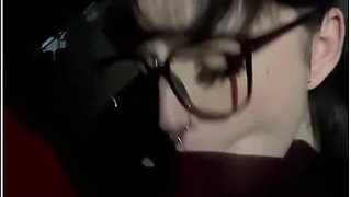 Pierced Goth Girl Takes A Cumshot Outdoors