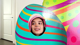 Easter bunny teen stepsister eats stepbrother his big carrot