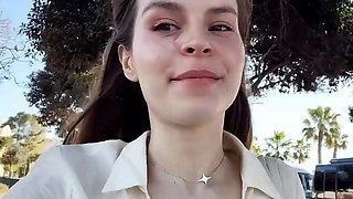 Amateur black-haired plays with toys solo