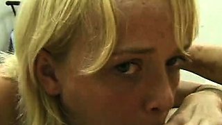 European blonde facialized after blowjob in this pov video