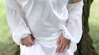 Desi Big Ass Masturbation in the Garden with Silk Satin