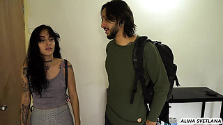 Stepdad fucks teen stepdaughter on sofa before stepmom comes home - Alina Svetlana doggy style 4k