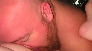 POV Part 1 - Big Bear Eats and Fingers Piggy Rose Fat Pussy in Hotel Room