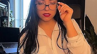 Hot brunette from fuck dildo masturbating on webcam