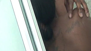 Ebony Ass Stretched Wide by Fist in Shower