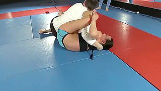Tied up mixed wrestling