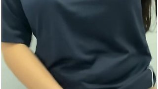 Hot Whore Got Horny On The Road And Masturbates In The Public Bathroom
