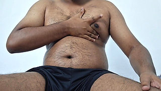 Chubby man with towel showing ass hole