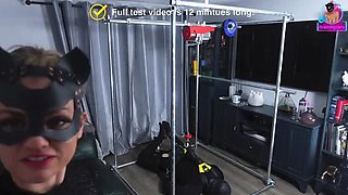 Amateur Femdom Suspension Bondage Test - Masked Slave Gets Pegged & Prostate Massage