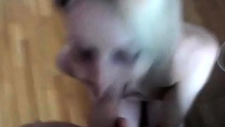 Skinny Blonde Amateur Sucks and Facial on Webcam