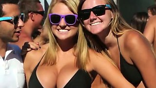 A nice day at the beach on the big tit contest with hot blonde girls