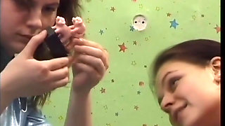 Two Horny Young Lesbians Lick Their Big Nipples and Masturbate Their Hairy Pussy